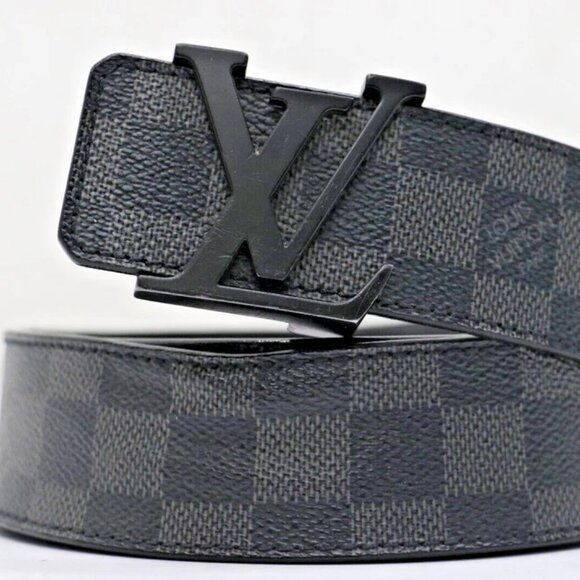 Louis Vuitton Belt Initiales Damier Graphite Black/Grey M9808 Size 90/36 US - Picture 1 of 14